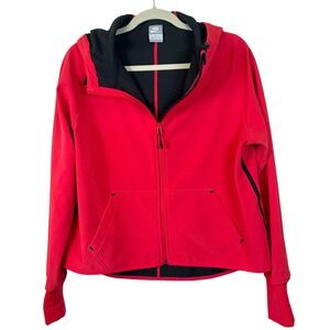 Nike‎ Tech Fleece Hoodie Jacket Women XL Red Full Zip Waffle Lined Athleisure